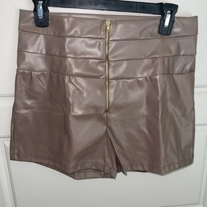 Fashion Nova Faux Leather Mocha Shorts